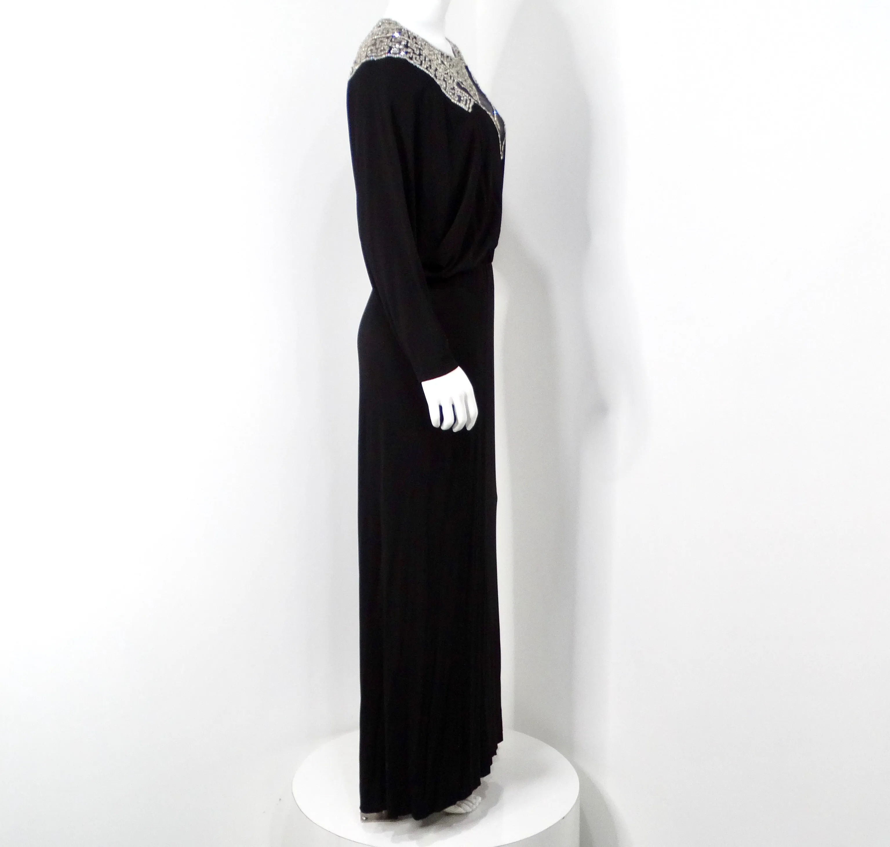 1980s Victoria Royal Rhinestone Dolman Evening Gown