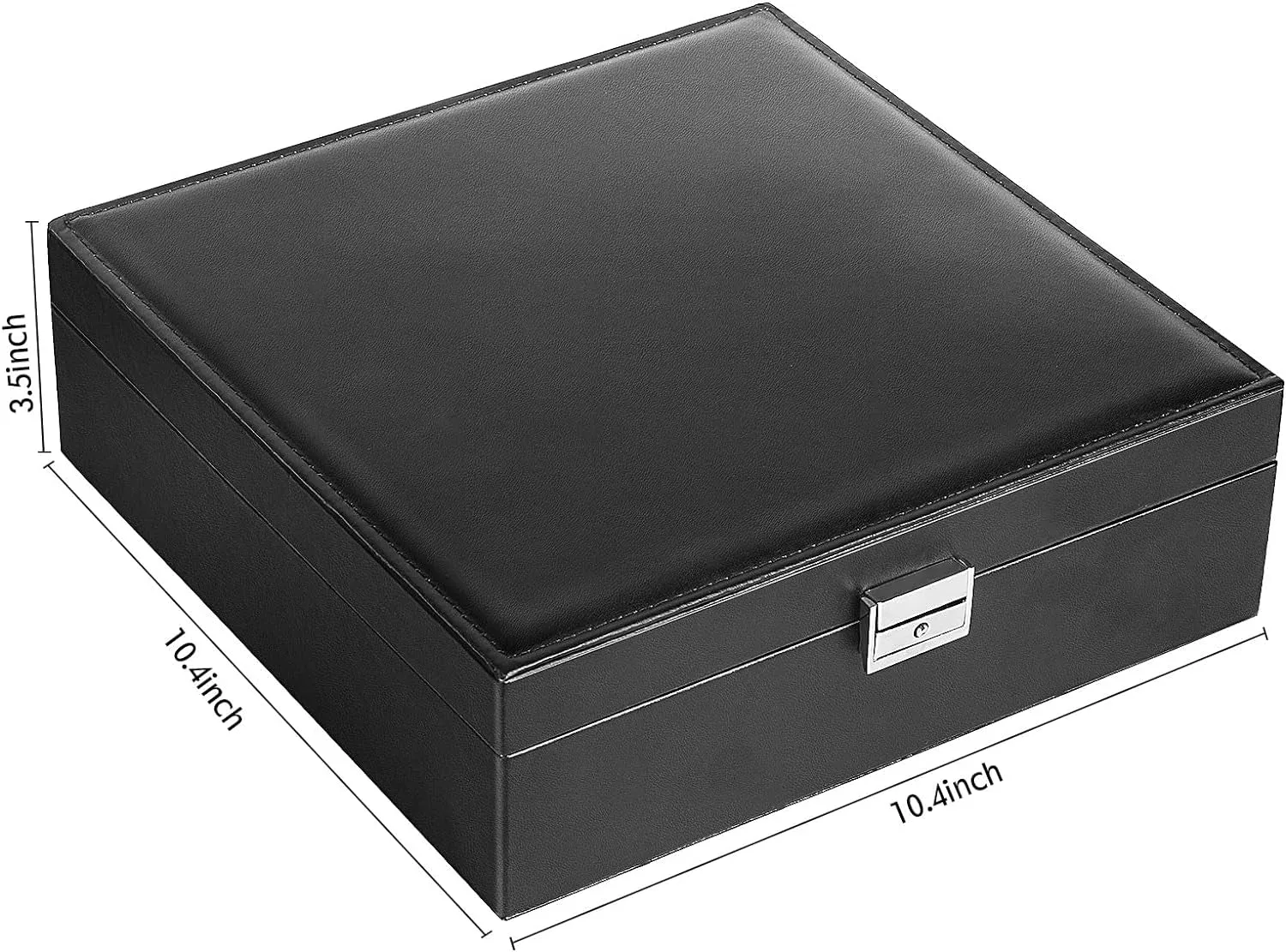 2 Layer PU Leather Jewelry Organizer with Lock,  Black