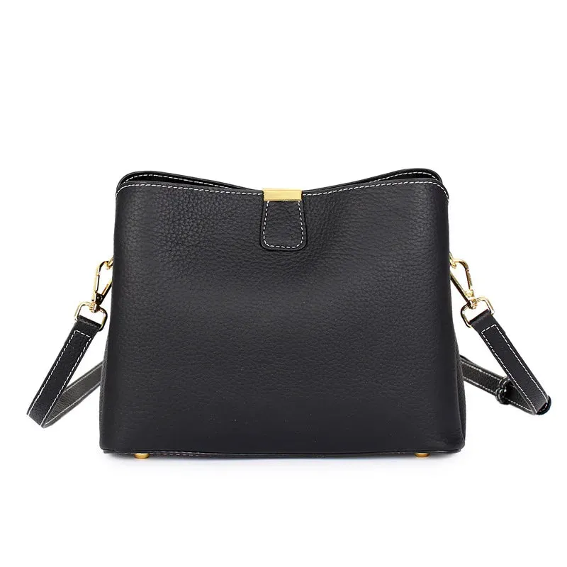 2024 Women's Genuine Leather Bag Female New Luxury Bucket Handbag Lady Fashion Casual Shoulder Bag Crossbody Messenger for Girls