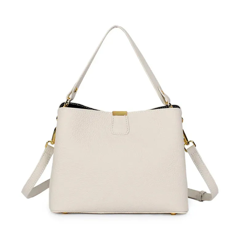 2024 Women's Genuine Leather Bag Female New Luxury Bucket Handbag Lady Fashion Casual Shoulder Bag Crossbody Messenger for Girls