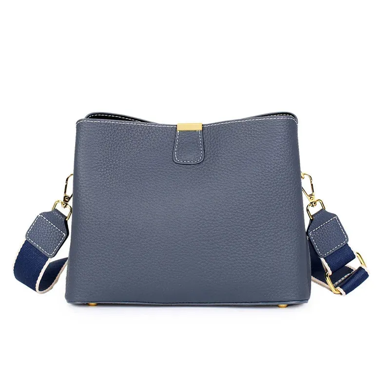 2024 Women's Genuine Leather Bag Female New Luxury Bucket Handbag Lady Fashion Casual Shoulder Bag Crossbody Messenger for Girls