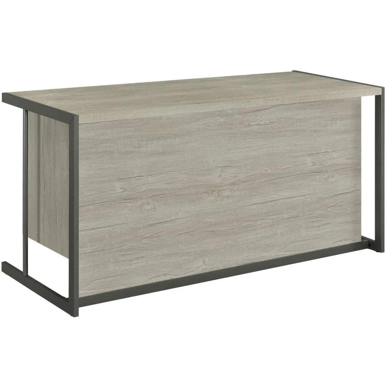 4-Drawer Whitewashed Grey And Gunmetal Rectangular Office Desk