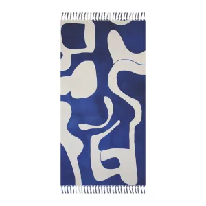 Abstract Blue & White Beach Towel