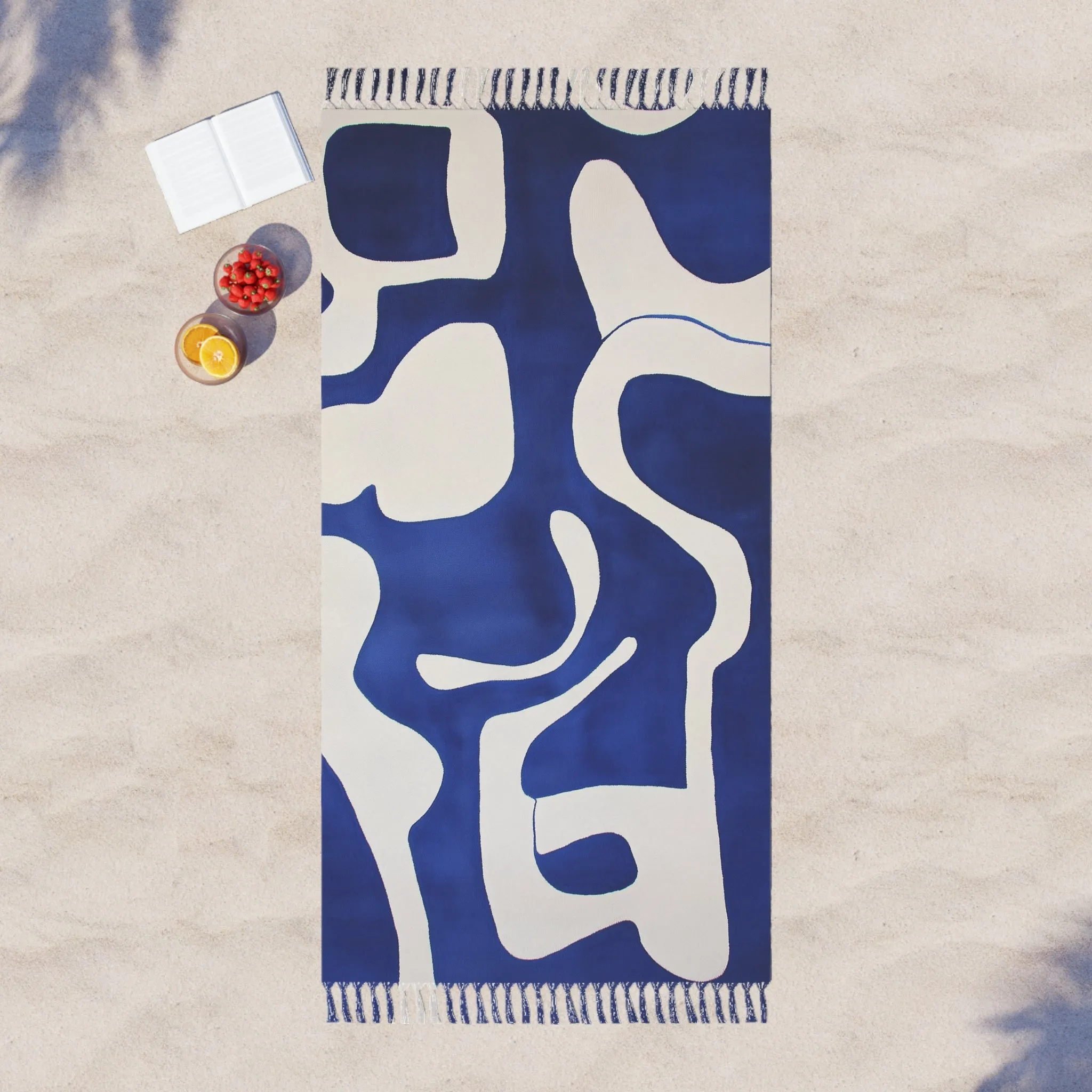 Abstract Blue & White Beach Towel