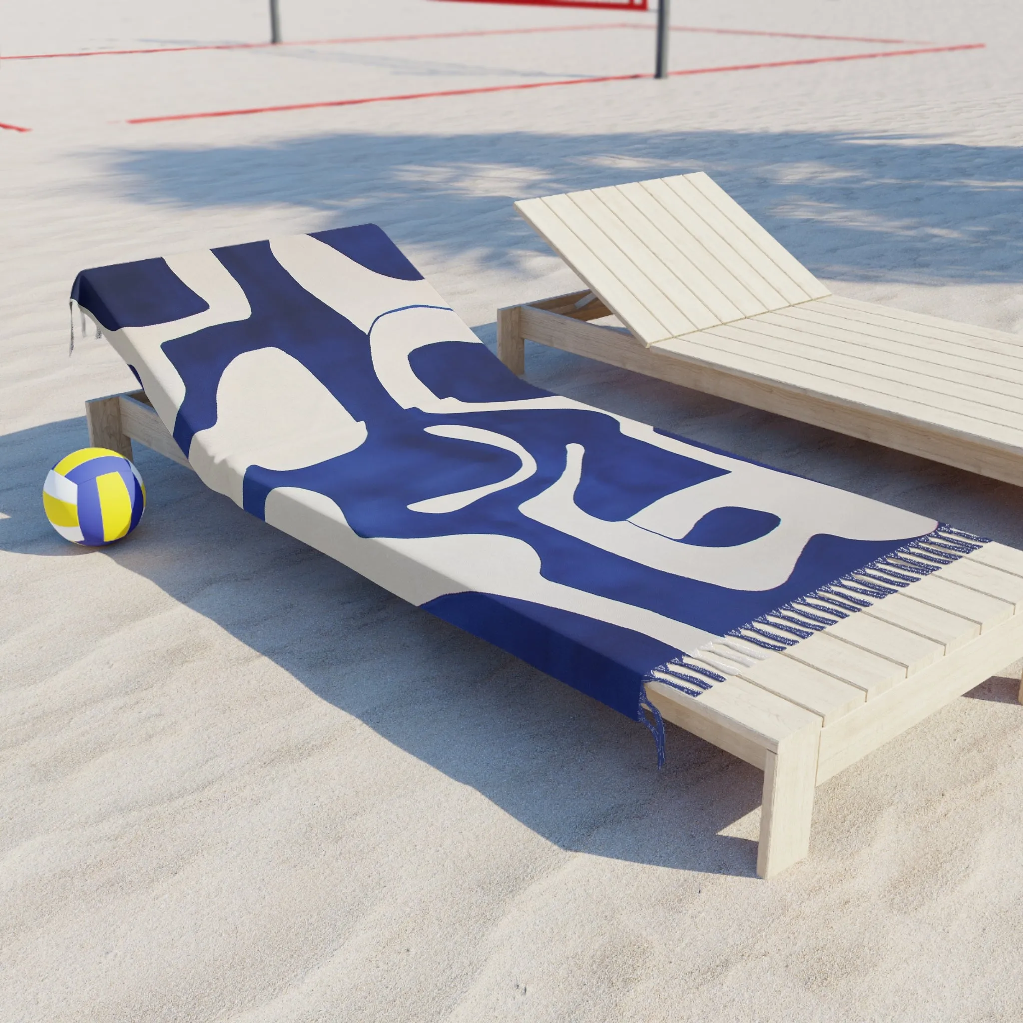 Abstract Blue & White Beach Towel