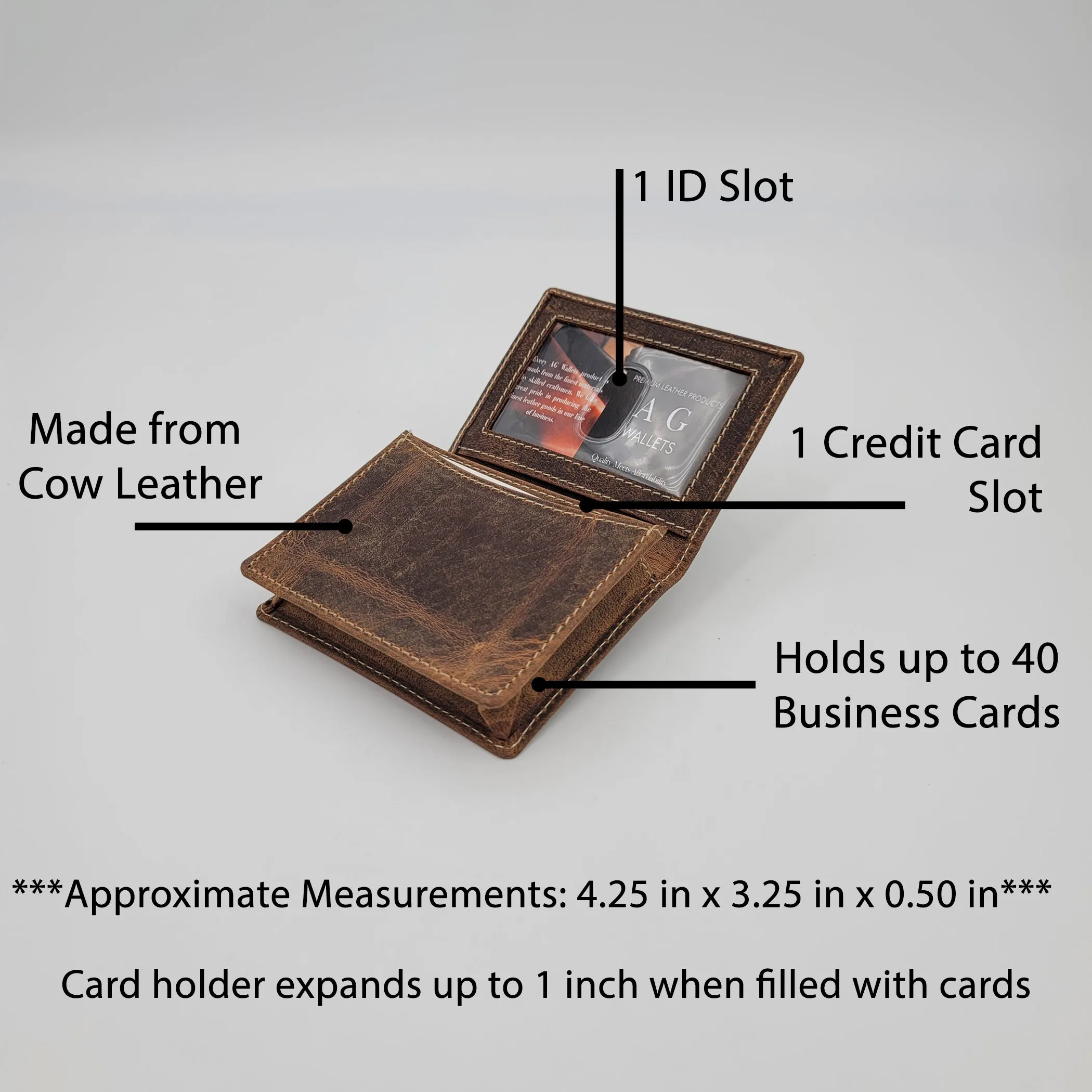 AG Wallets Napa Leather Business Card Holder & Wallet - Holds Up to 40 Cards, Stylish and Functional Organizer for Professionals