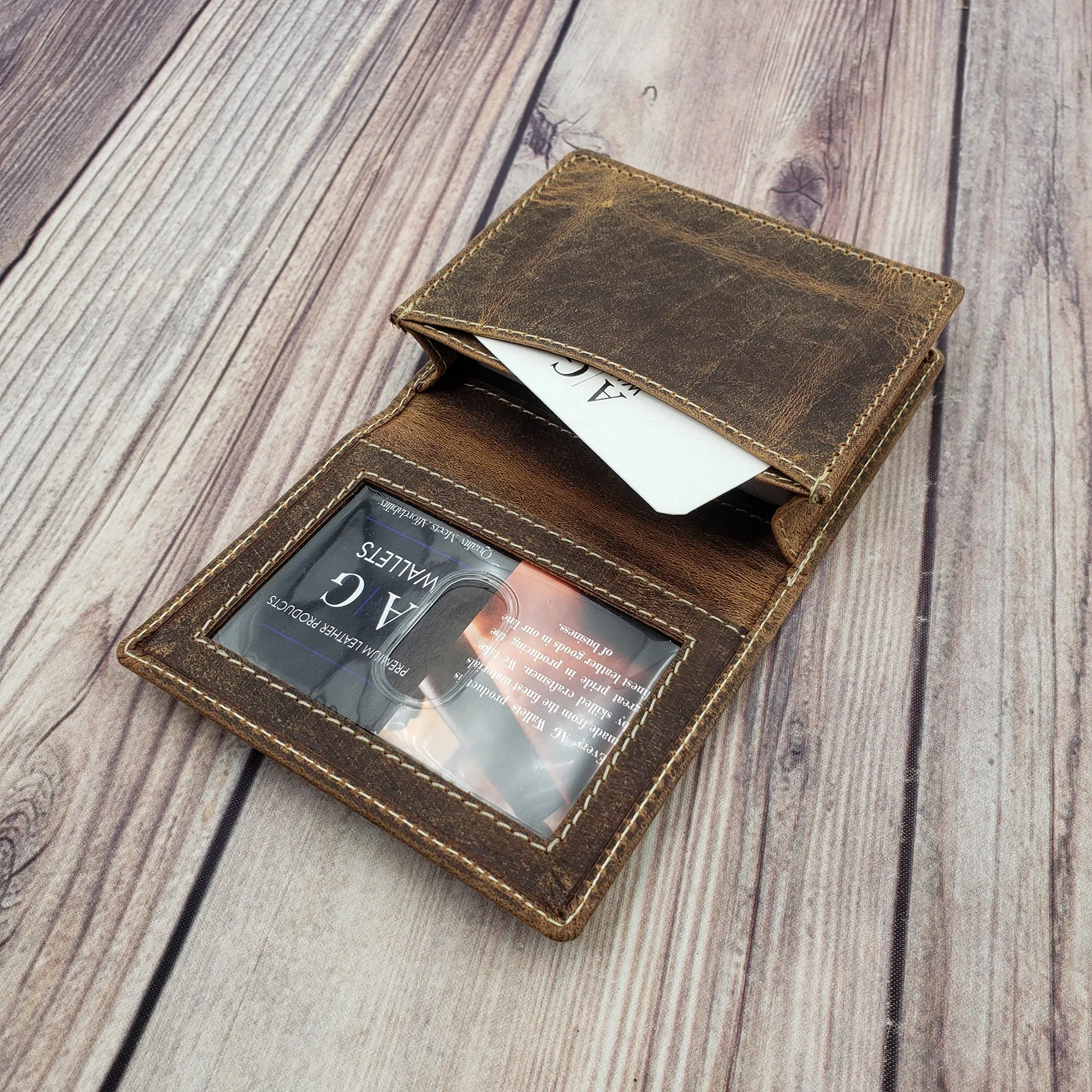 AG Wallets Napa Leather Business Card Holder & Wallet - Holds Up to 40 Cards, Stylish and Functional Organizer for Professionals