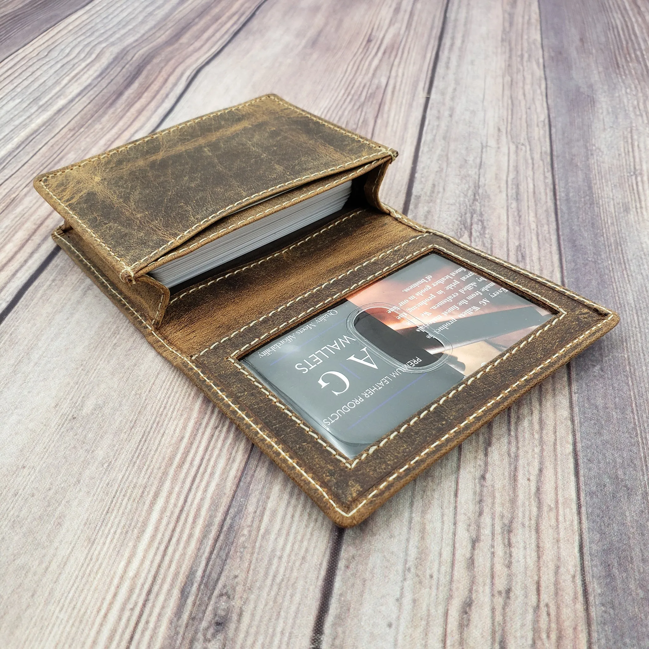 AG Wallets Napa Leather Business Card Holder & Wallet - Holds Up to 40 Cards, Stylish and Functional Organizer for Professionals