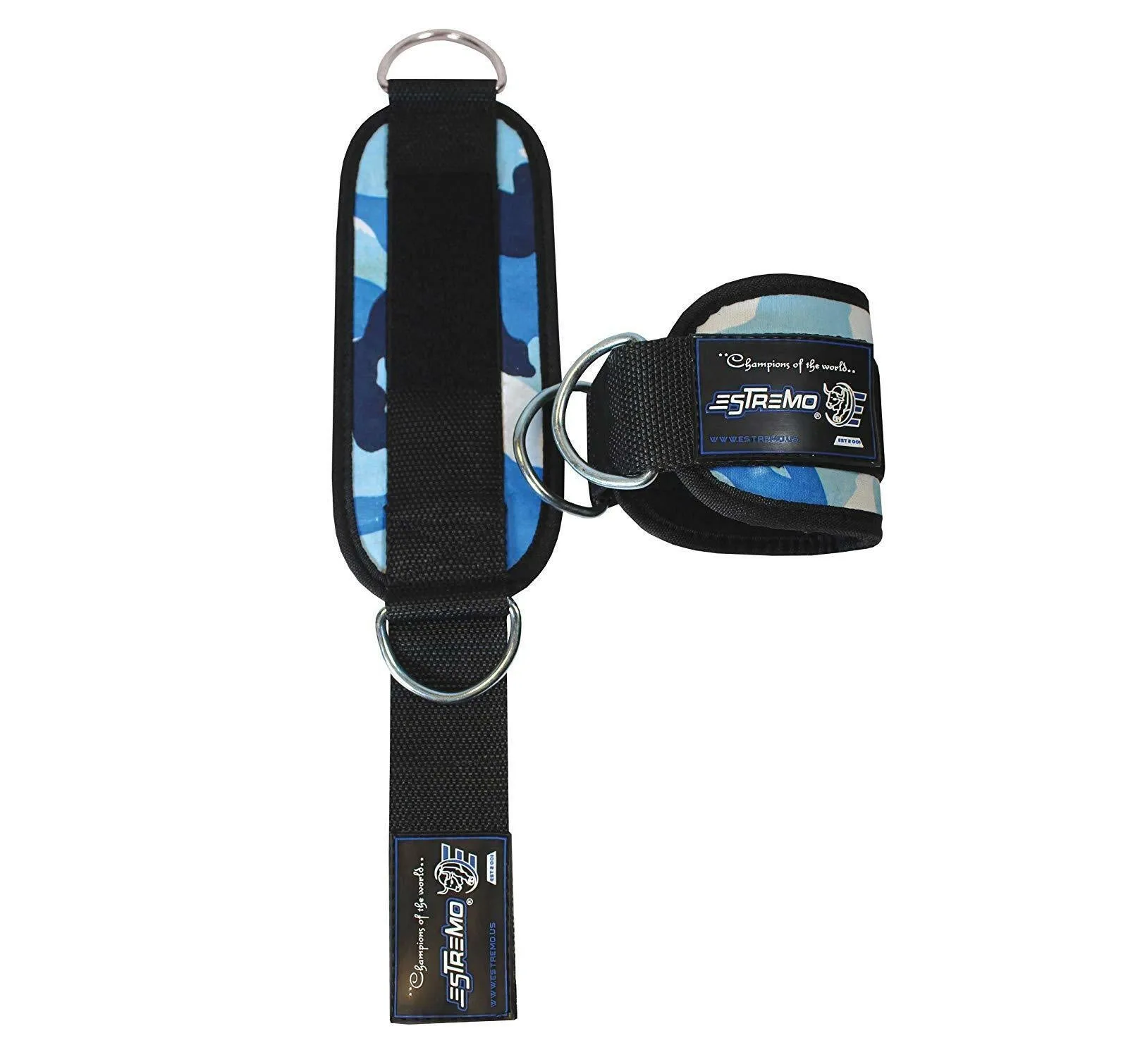 Ankle Straps for Cable Machine - Blue Camouflage