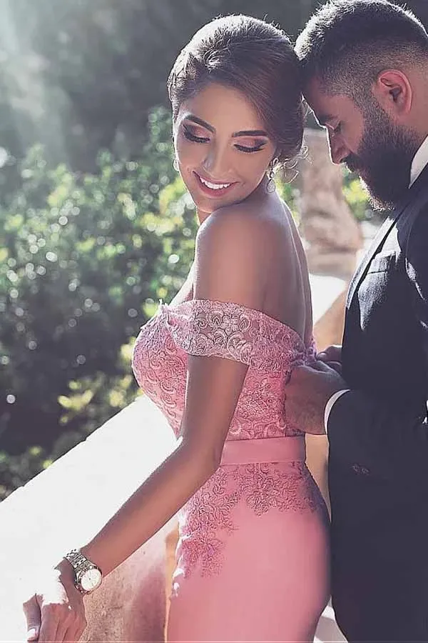 Anneprom Glamorous Chiffon Off-The-Shoulder Neckline Mermaid Formal Dress APP0249