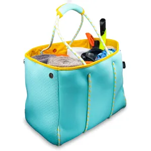 Beach Bag Tote - Turquoise/Yellow