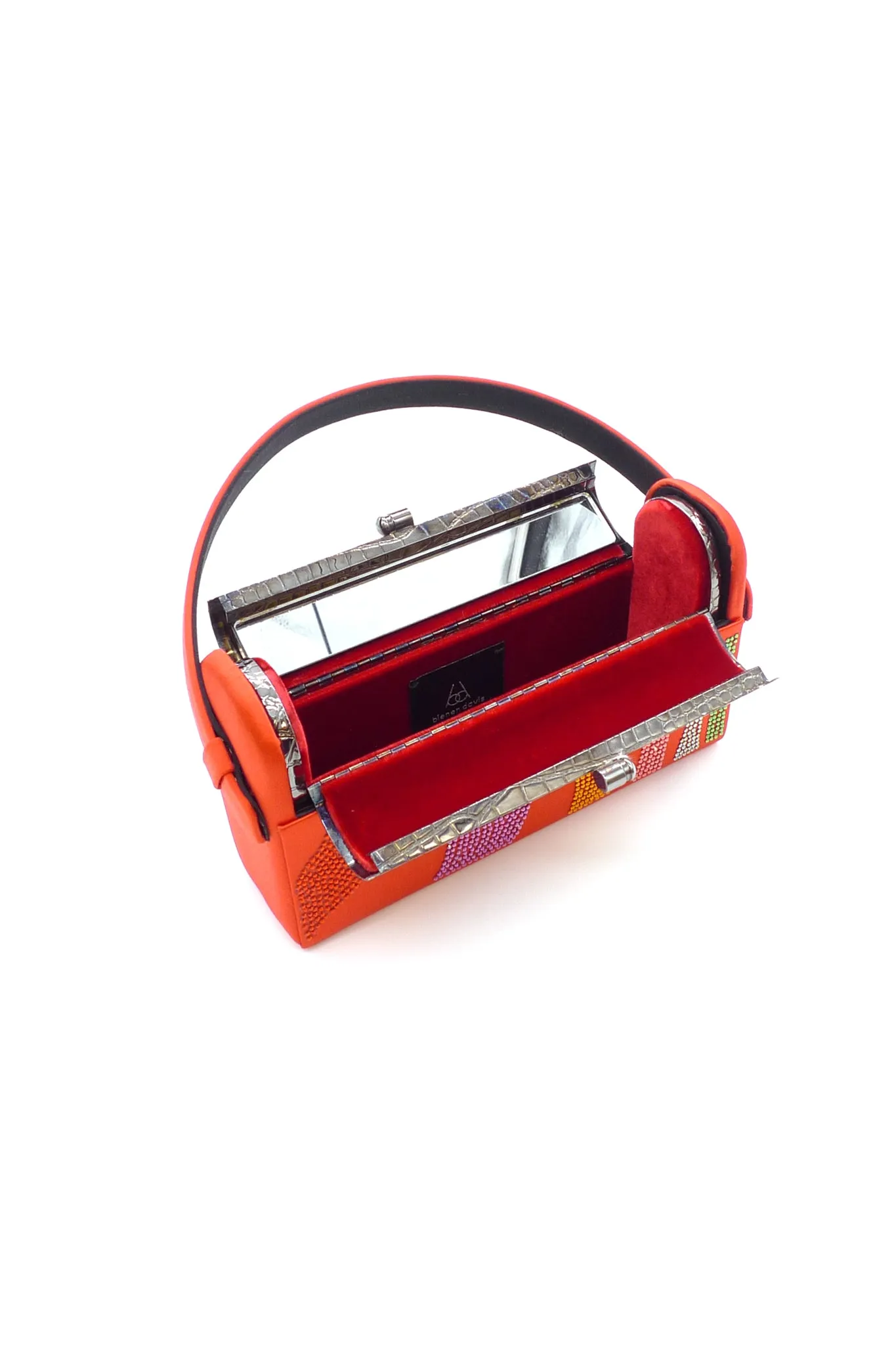 BIENEN DAVIS X AURETA Gunmetal Croco Régine Minaudière Insert with Fire Satin Case