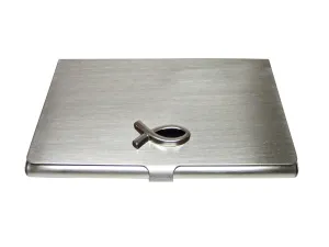 Black and Silver Religious Ichthys Fish Business Card Holder