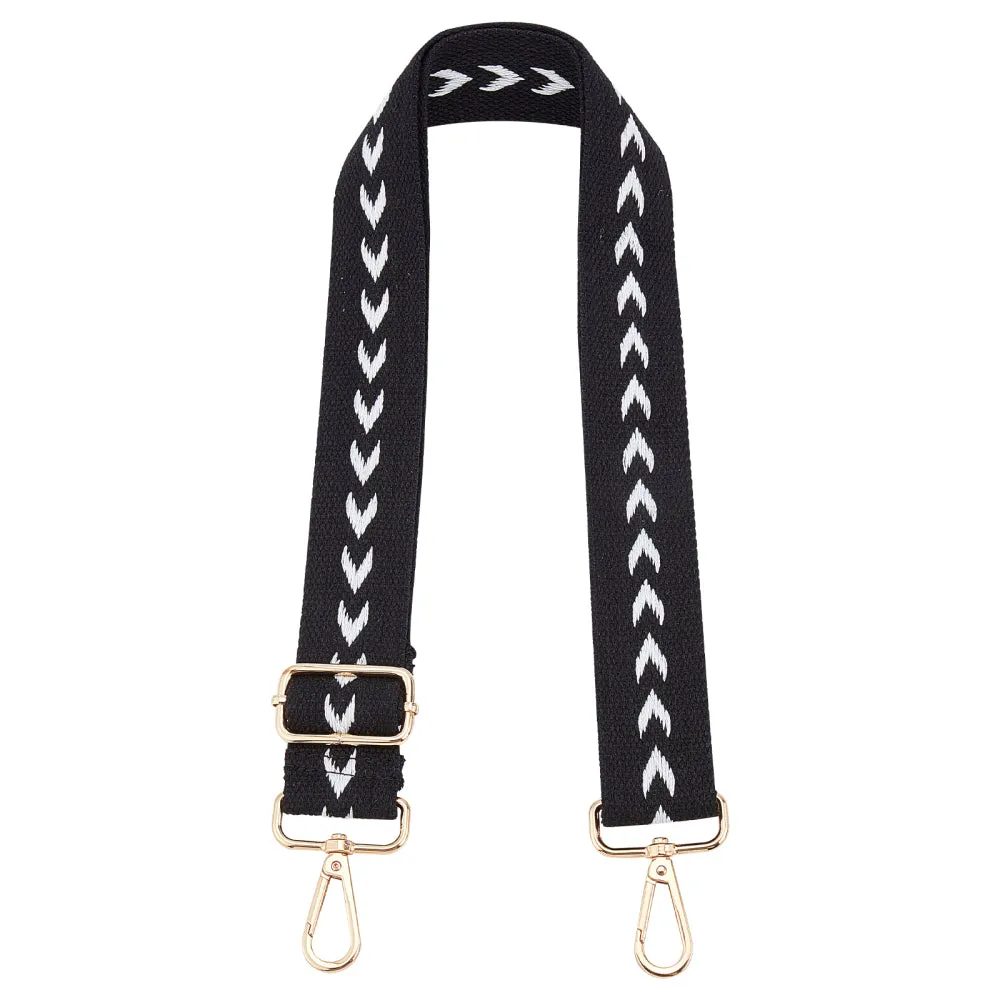 Black and White Arrows Purse Strap, Bag Strap | 31 - 51 Inch Guitar purse straps
