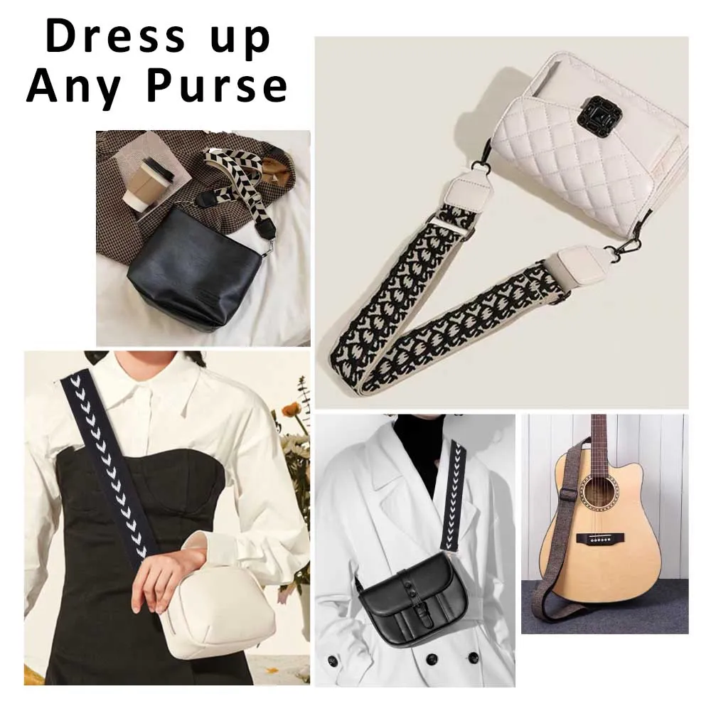 Black and White Arrows Purse Strap, Bag Strap | 31 - 51 Inch Guitar purse straps