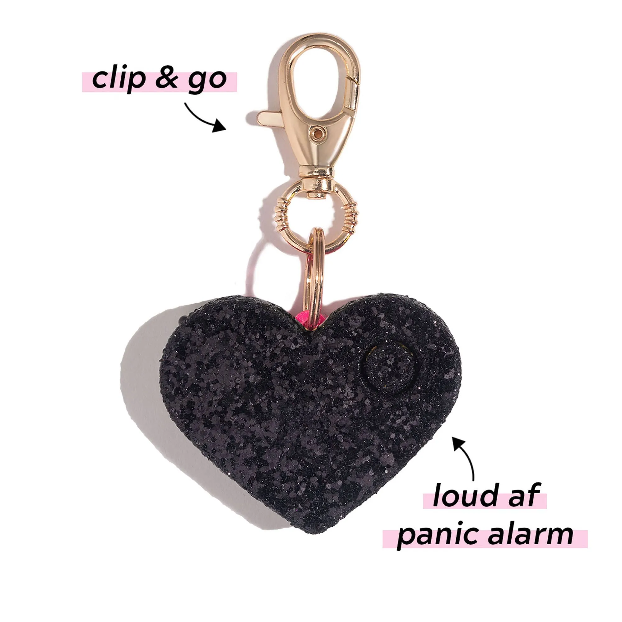 Black Glitter Heart Safety Alarm