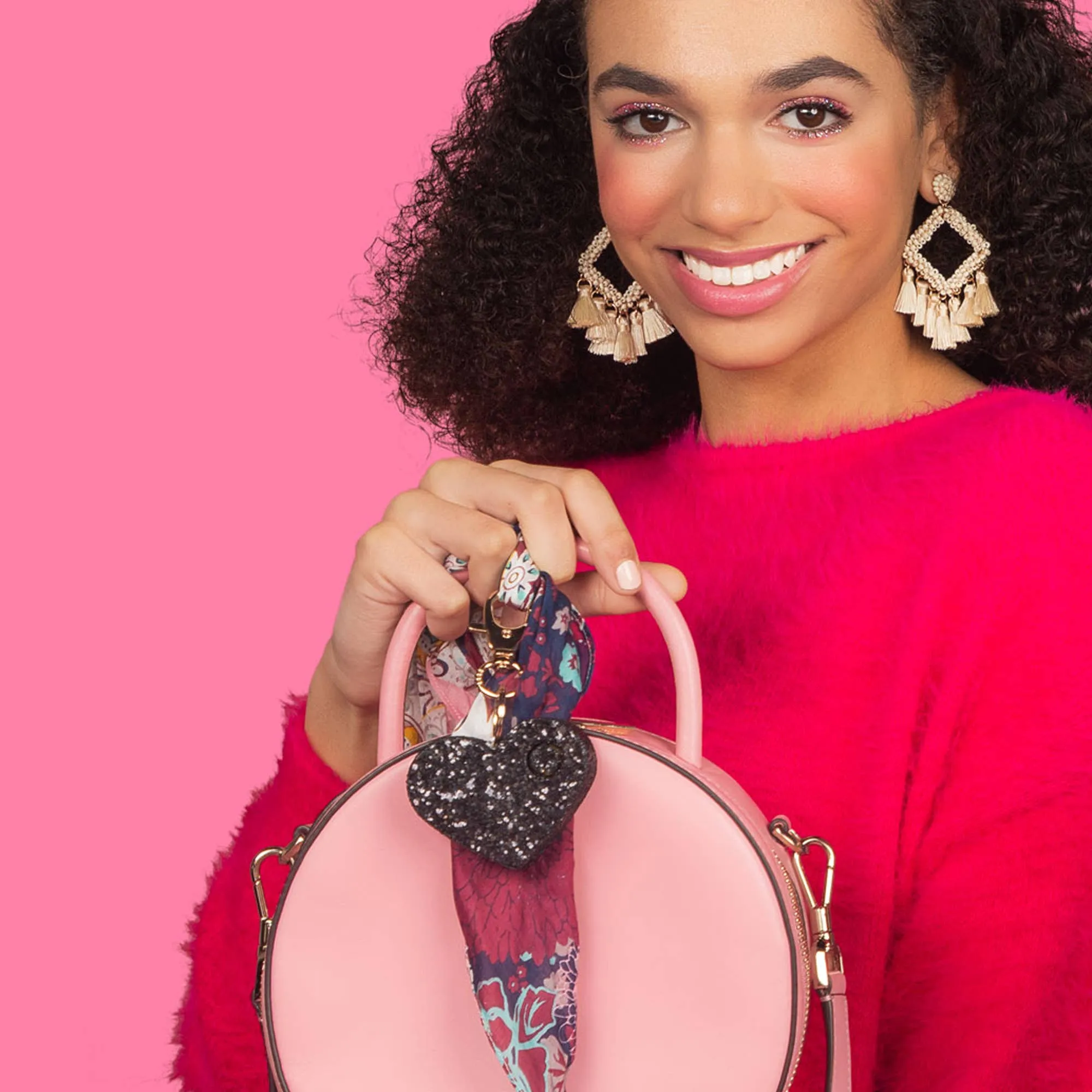 Black Glitter Heart Safety Alarm
