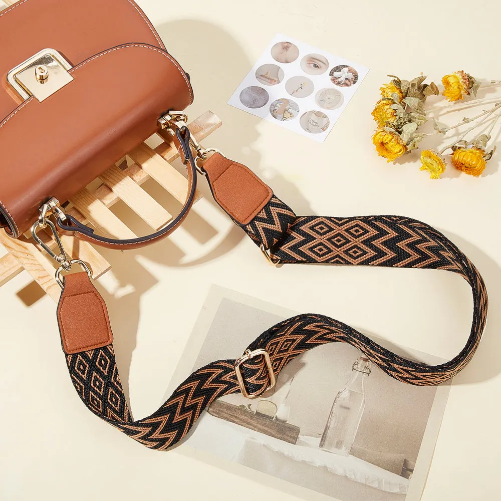 Brown Zig Zag Purse Strap, Bag Strap | 30-54 Inch Guitar purse straps
