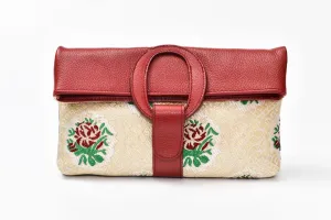 Casablanca Foldover Clutch -  Red / green