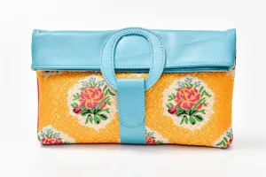 Casablanca Foldover Clutch - Turquoise - Pink