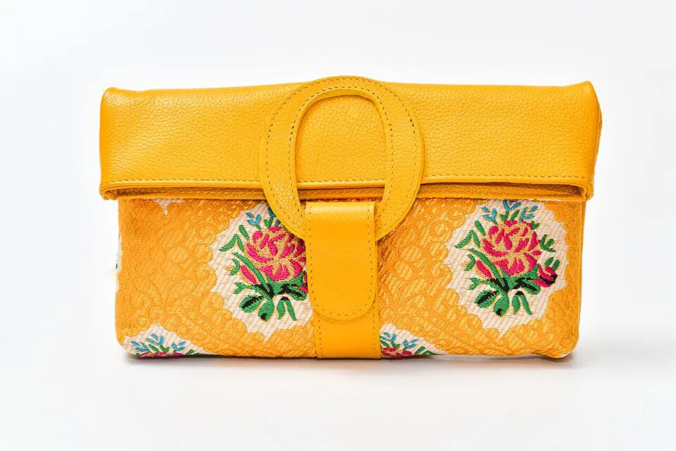 Casablanca Foldover Clutch - Yellow