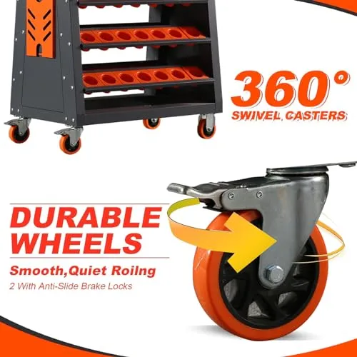 CAT40 CNC Tool Cart-100 Cap, 5-Tier CNC Rolling Carts with Wheels，40 Taper Tool Holder, CNC Mobile Tool Holder, CNC Tool Organizer, CAT 40 Tool