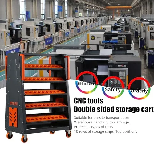 CAT40 CNC Tool Cart-100 Cap, 5-Tier CNC Rolling Carts with Wheels，40 Taper Tool Holder, CNC Mobile Tool Holder, CNC Tool Organizer, CAT 40 Tool
