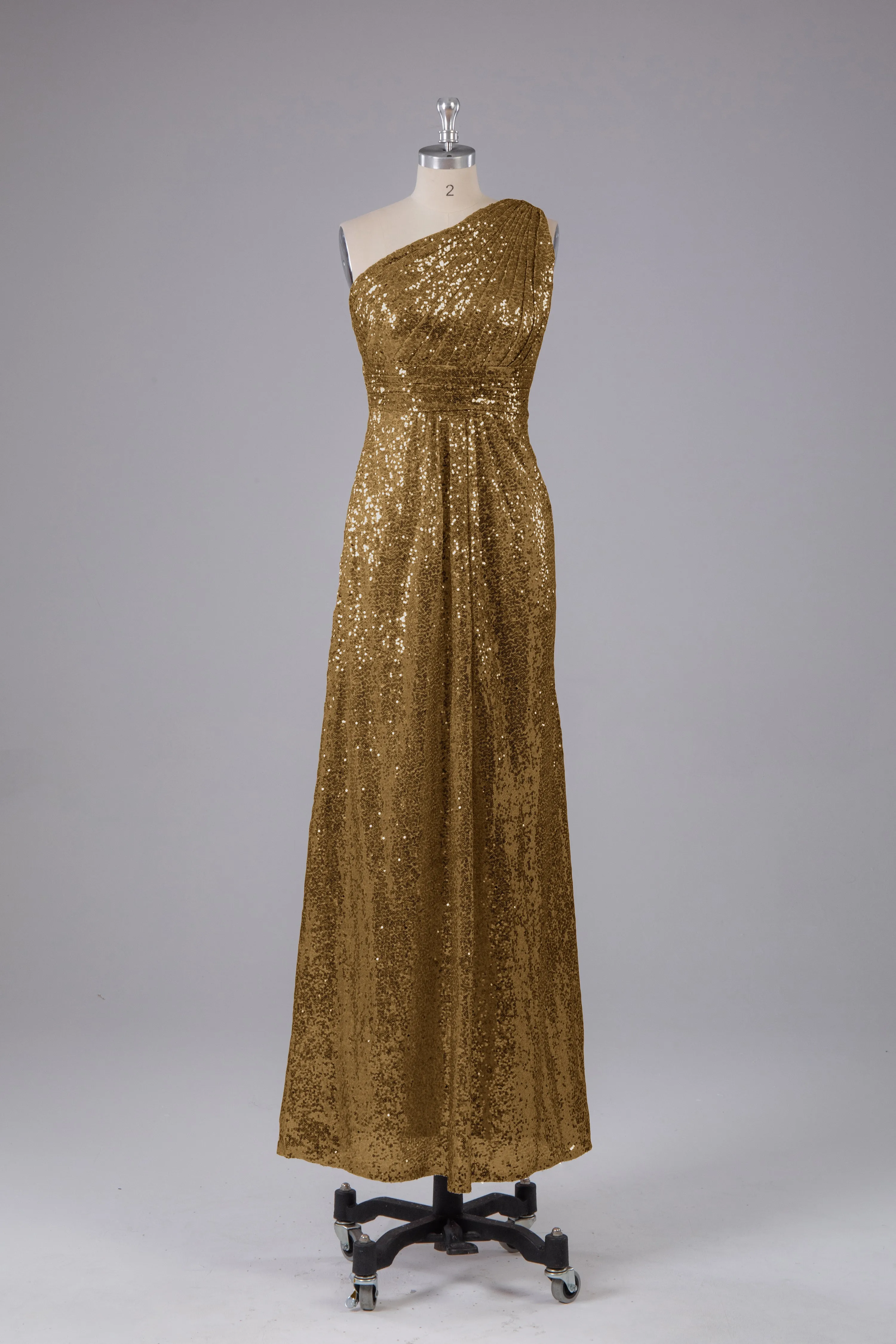 Charming One Shoulder Sequins Floor Length Bridesmaid Dress