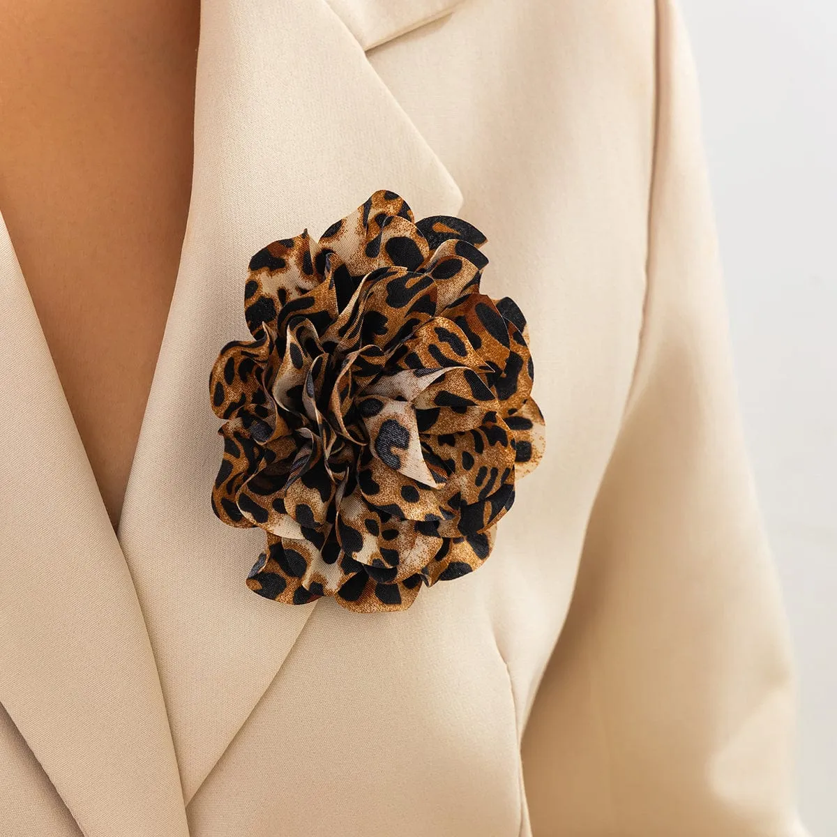 Chic Leopard  Rose Flower Pin Brooch