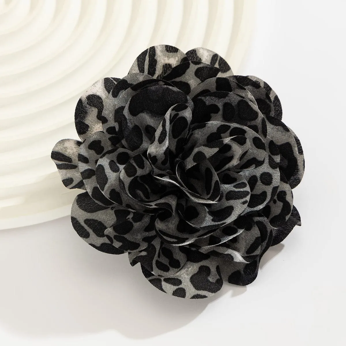 Chic Leopard  Rose Flower Pin Brooch