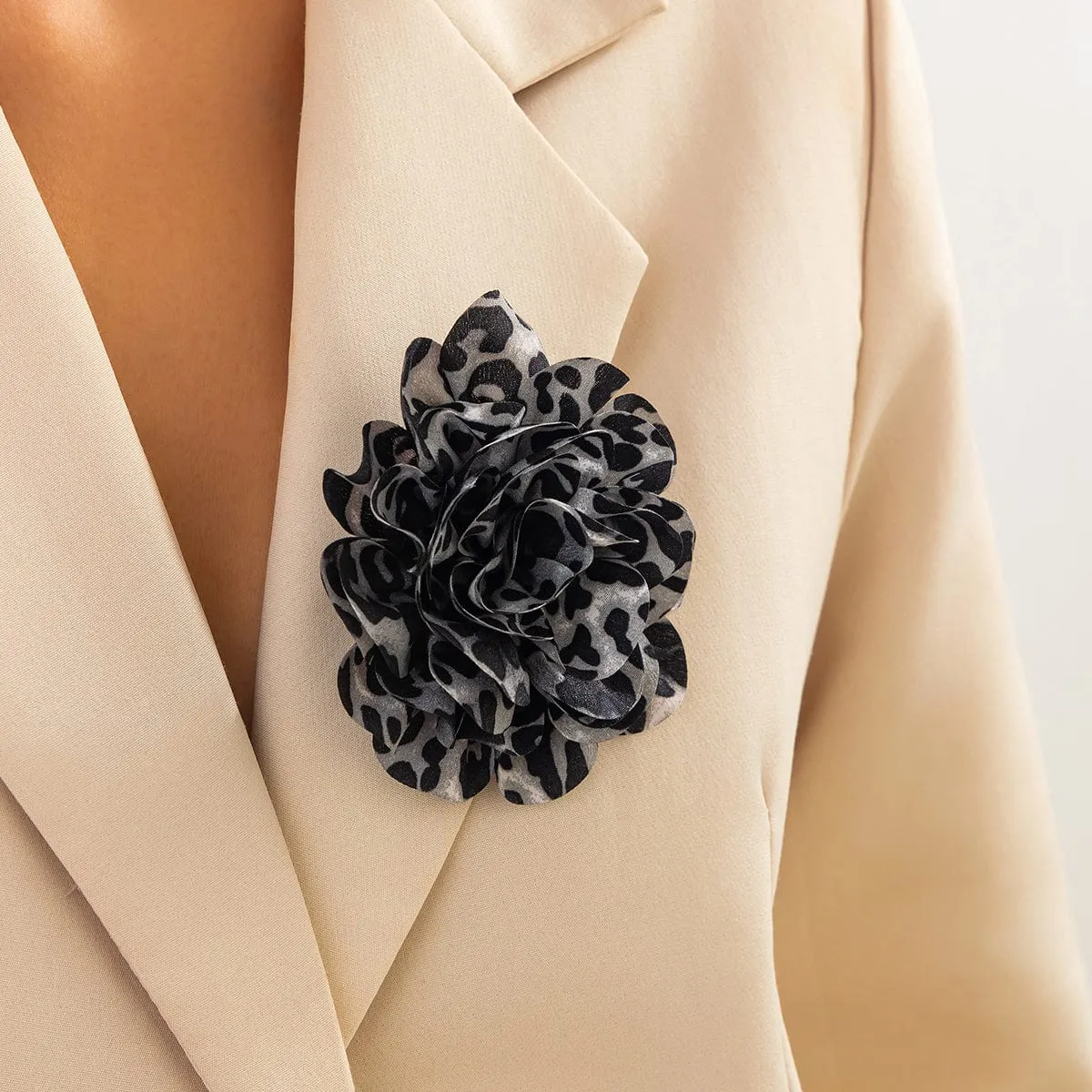 Chic Leopard  Rose Flower Pin Brooch