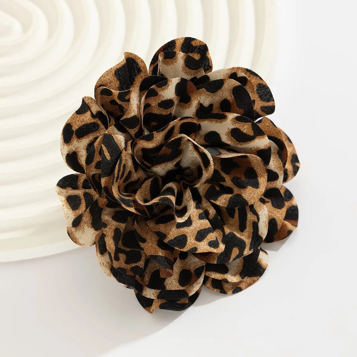 Chic Leopard  Rose Flower Pin Brooch