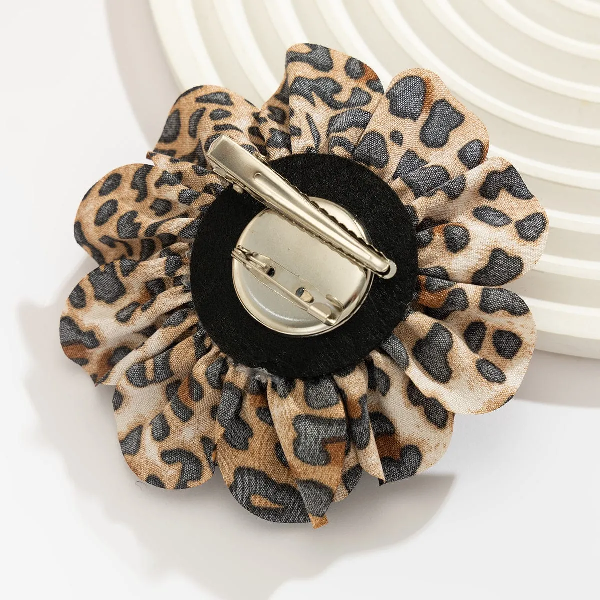 Chic Leopard  Rose Flower Pin Brooch