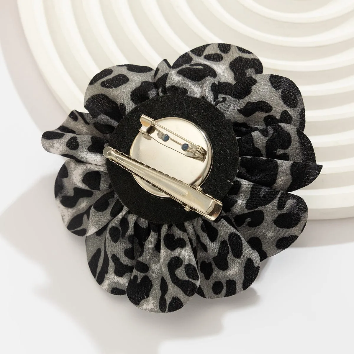 Chic Leopard  Rose Flower Pin Brooch
