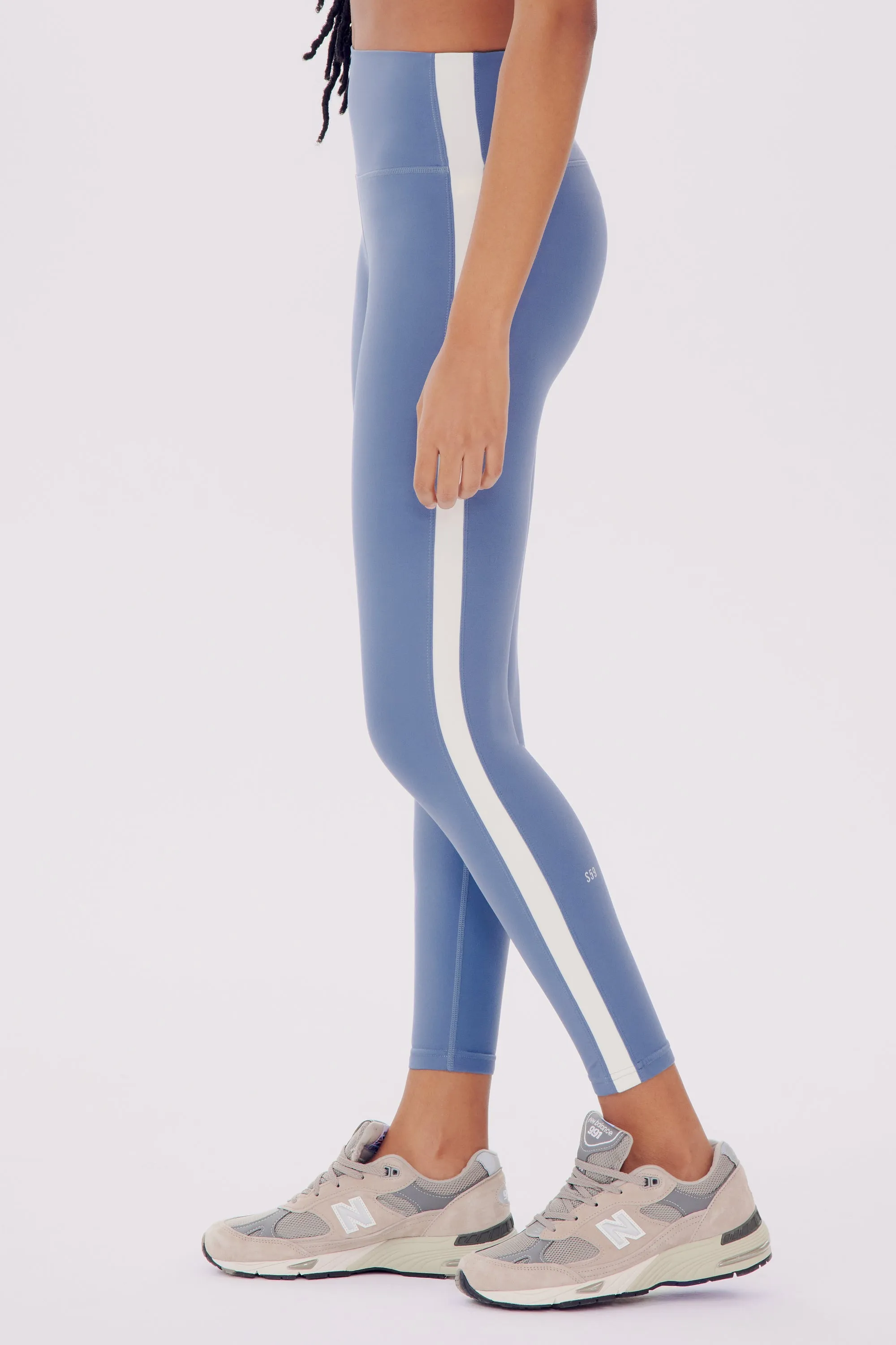 Clare High Waist Rigor 7/8 - Steel Blue/White