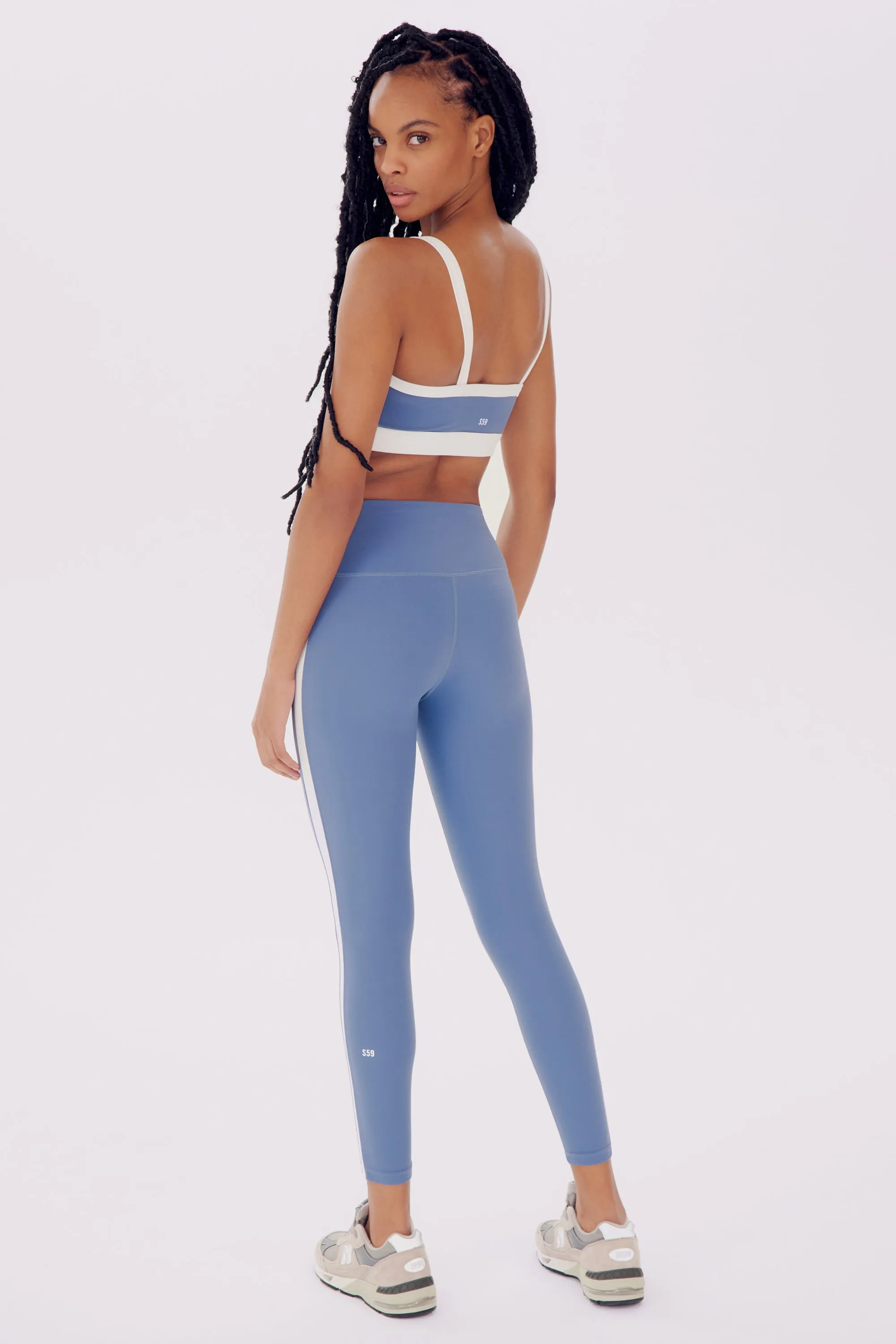 Clare High Waist Rigor 7/8 - Steel Blue/White