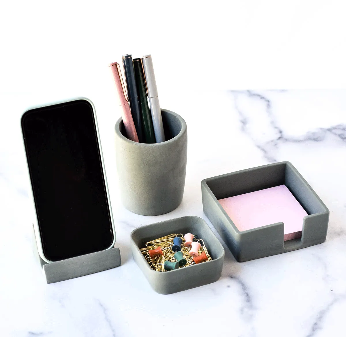 Concrete Desk Accessories Set