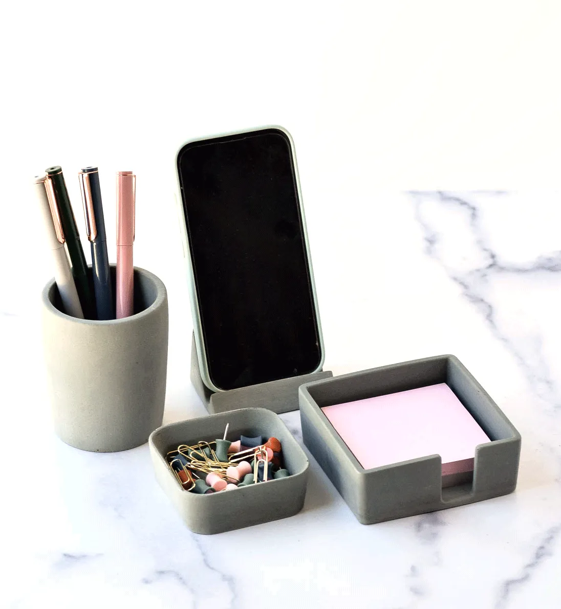 Concrete Desk Accessories Set