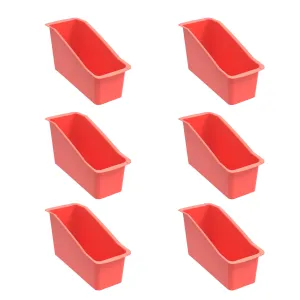 Coral Desktop Book Organizer Bin - Large Size, Drop-Resistant Plastic, 6-Pack