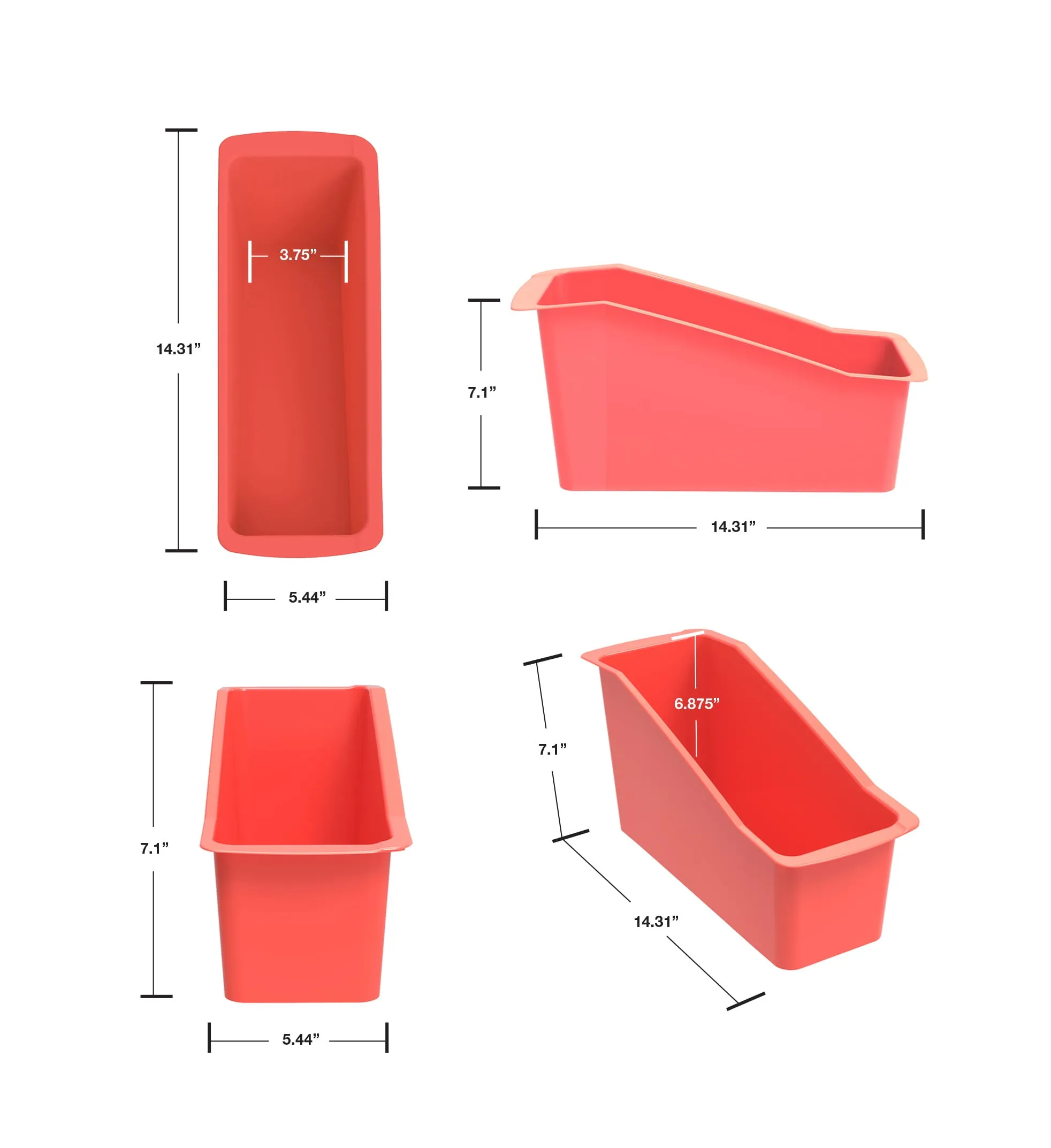 Coral Desktop Book Organizer Bin - Large Size, Drop-Resistant Plastic, 6-Pack