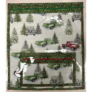 Country Craft Creations - Fabric with Vinyl Craft Keeper With Matching Notions Keeper / Christmas with Truck