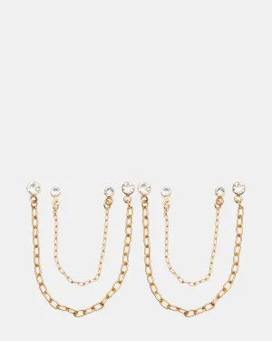 CRYSTAL CHAIN EARRINGS SET GOLD