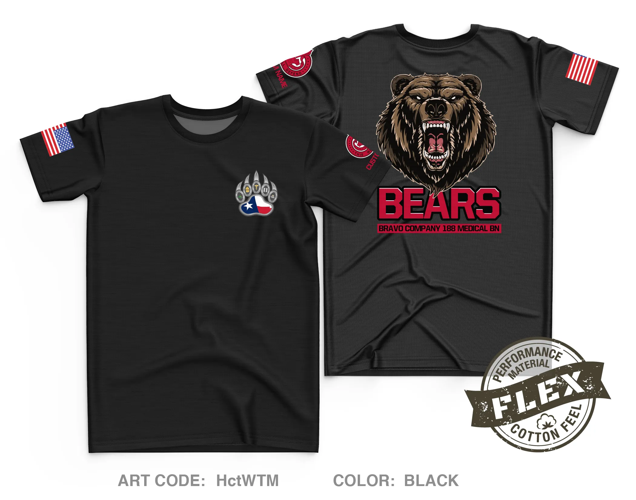 CUSTOM Bravo Company 188th MED BN Core Men's SS Flex Performance Tee - HctWTM