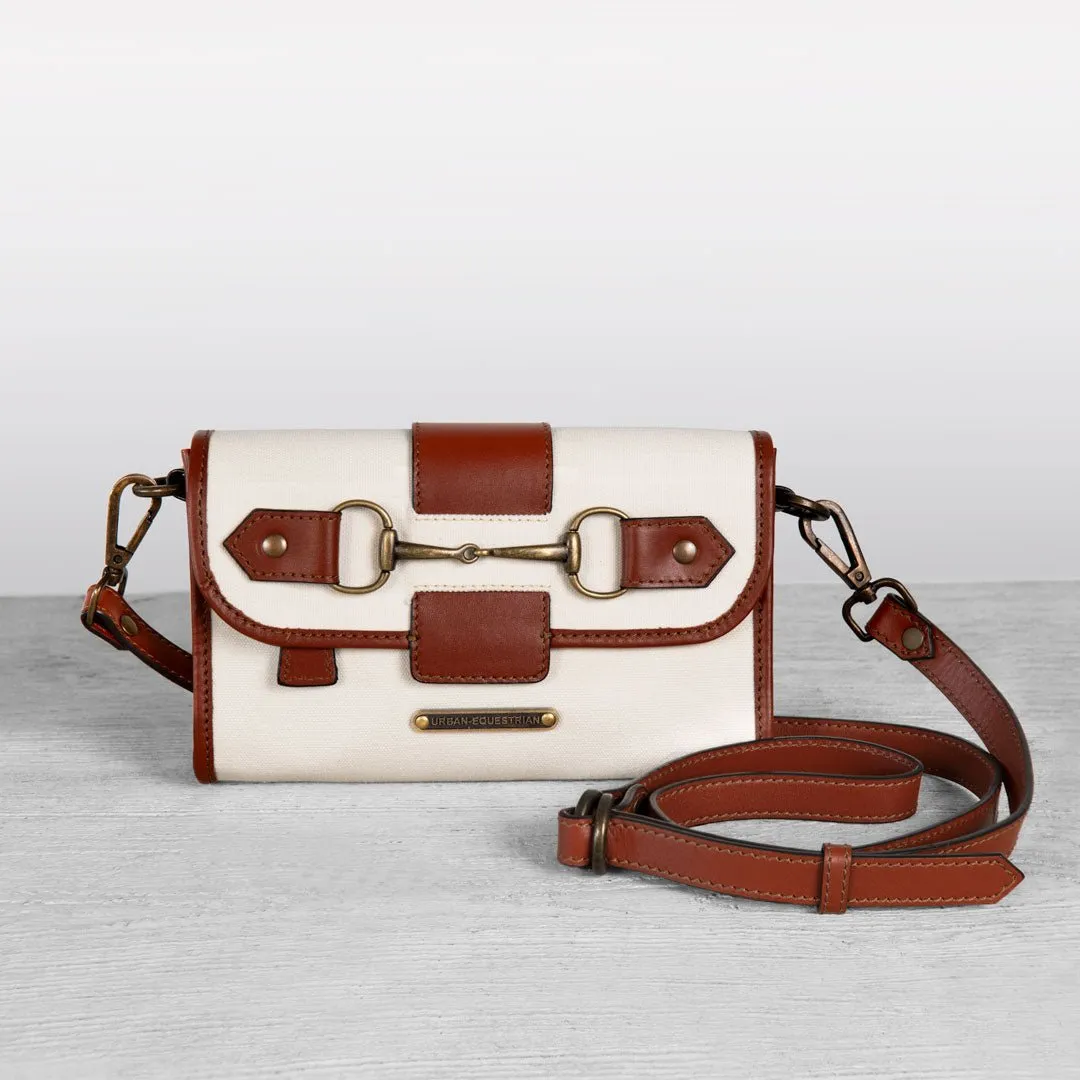 Dalton -  Italian Leather Shoulder Strap and Canvas Body Horse Bit Crossbody Bag
