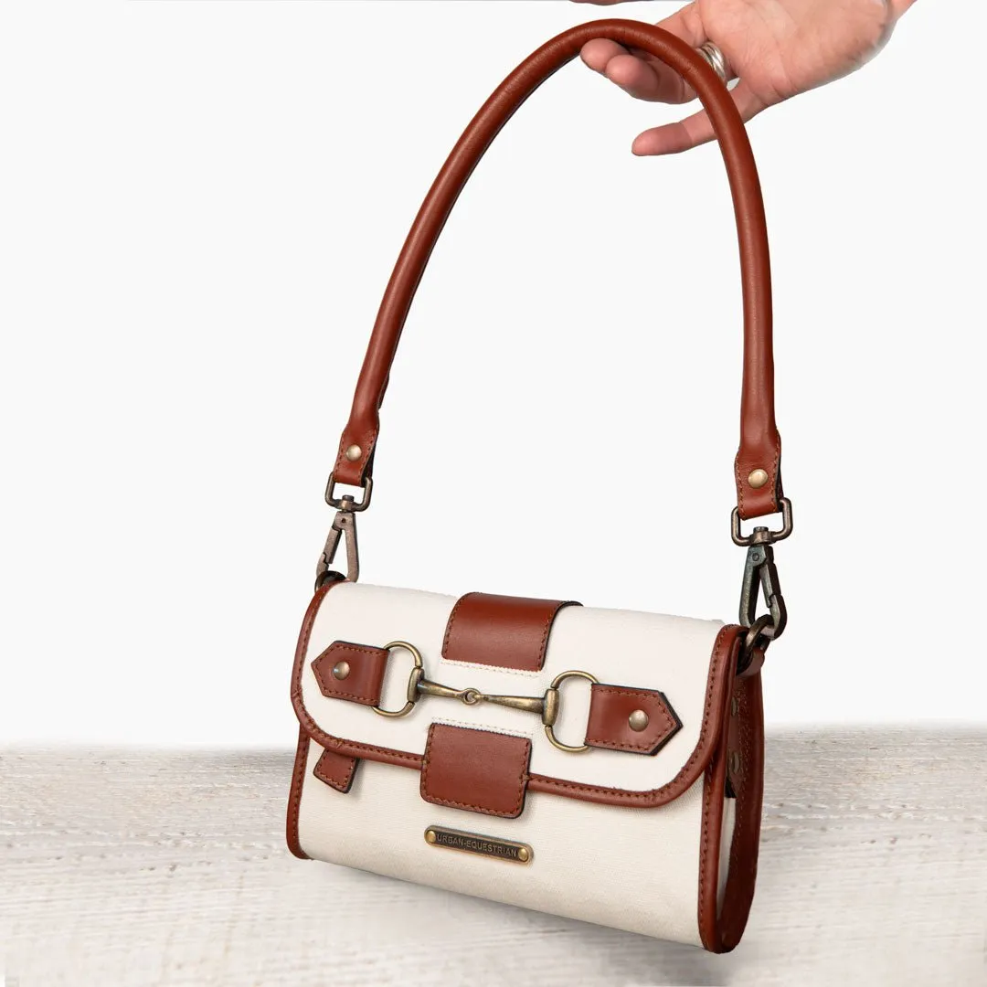 Dalton -  Italian Leather Shoulder Strap and Canvas Body Horse Bit Crossbody Bag