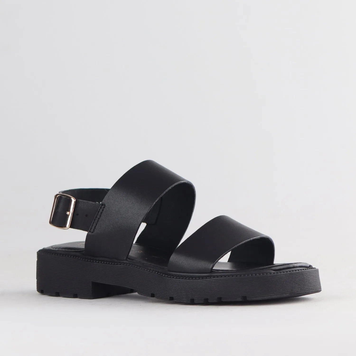 Double Band Buckle Strap in Black - 12711
