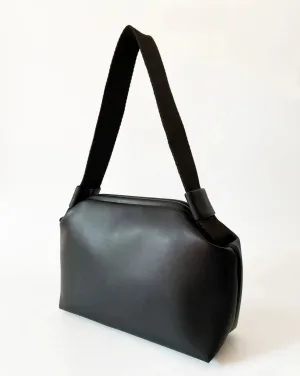 Elegant Black Faux Leather Handbag - Versatile Design with Removable Handle