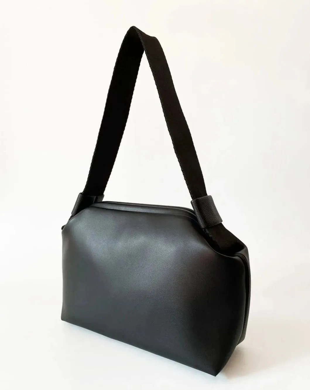 Elegant Black Faux Leather Handbag - Versatile Design with Removable Handle