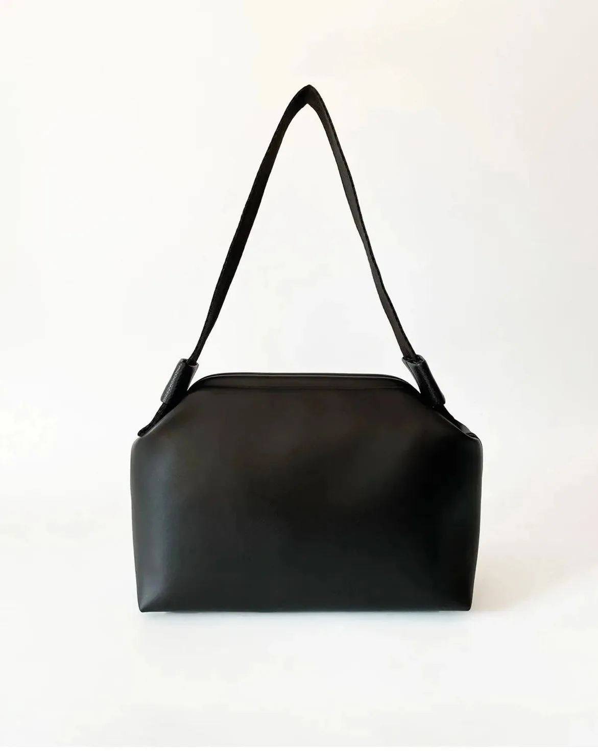 Elegant Black Faux Leather Handbag - Versatile Design with Removable Handle