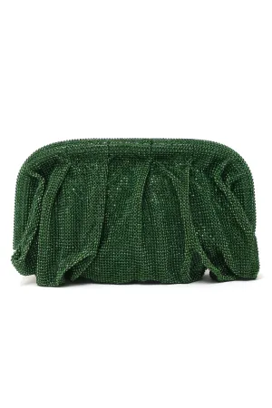 EMERALD LUXE GATHERED CLUTCHED-GREEN